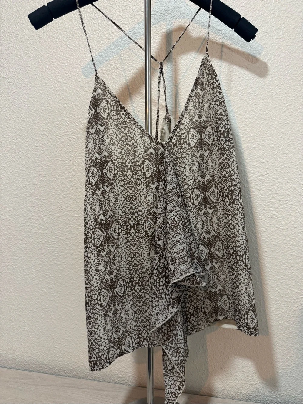 Michael Kors Snake-Print V-Neck Spaghetti Strap Camisole - Brown & White